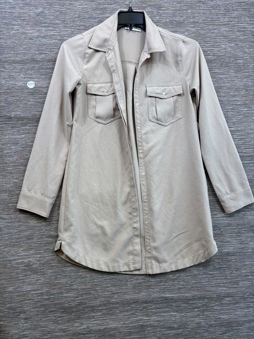 Abercrombie & Fitch Shirt Dress Womens XS Beige Button Front Long Sleeve Pockets
